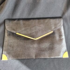 Sophisticated Black Clutch with Gold Accents